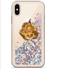 Ventcri iPhone X Rose Gold Liquid Glitter Case